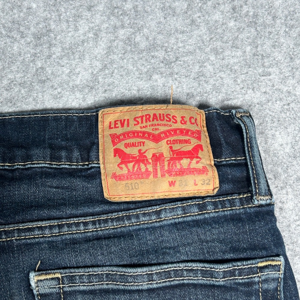 Levi's 510 Denim Jeans Mens 31x32 Blue Skinny Fit Stretch workwear dark wash - Picture 11 of 16
